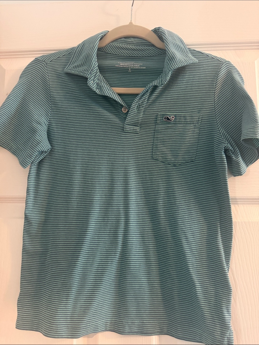Vineyard Vines Teal Striped Short-Sleeve Polo